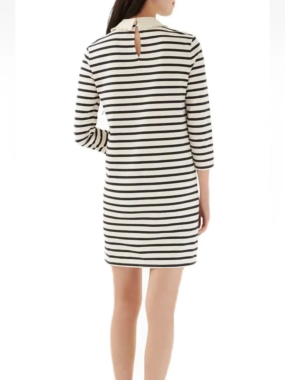 NWT Kate Spade New York Poplin Collar Striped Tee Dress French Cream Medium